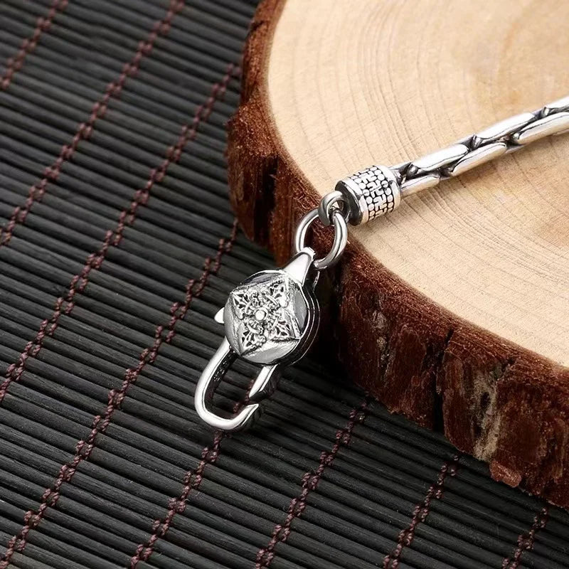 Sterling Silver Vajra Byzantine Chain Bracelet