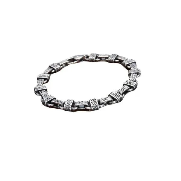 Sterling Silver Simplicity Seal Engraved Pattern Bracelet