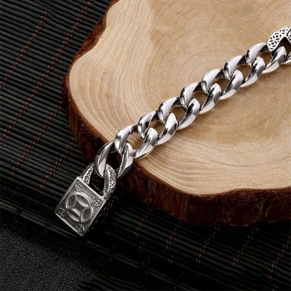 Sterling Silver Pixiu Curb Chain Bracelet