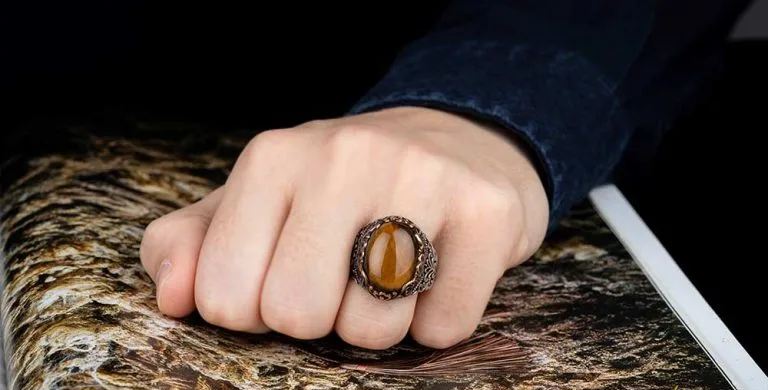 Brown Tiger’s Eye Oval Designer Silver Ring