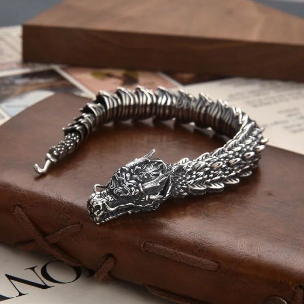 Sterling Silver Heavy Industry Dragon Bone Bracelet