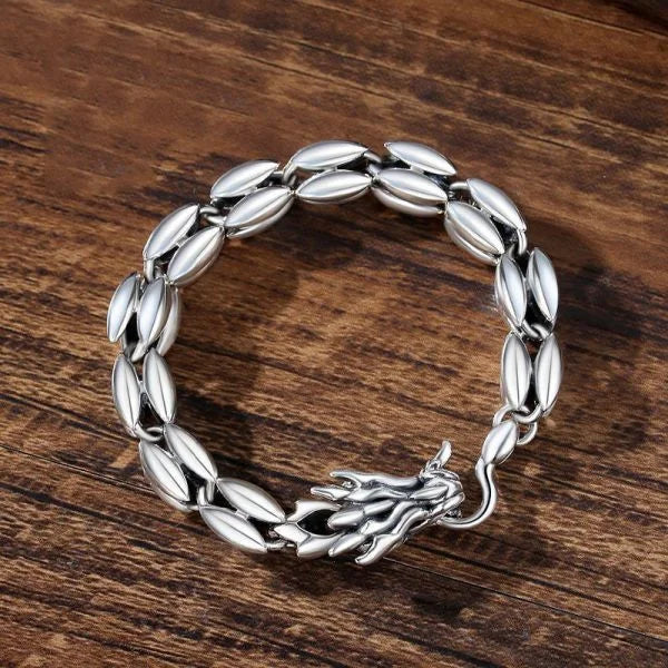 Sterling Silver Bloody Mary Dragon Head Braided Bracelet