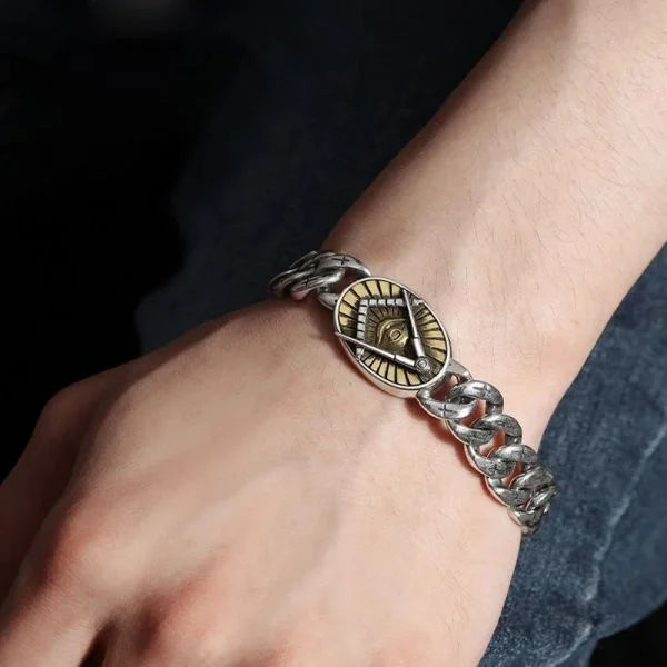 Sterling Silver Eye of God Curb Chain Bracelet