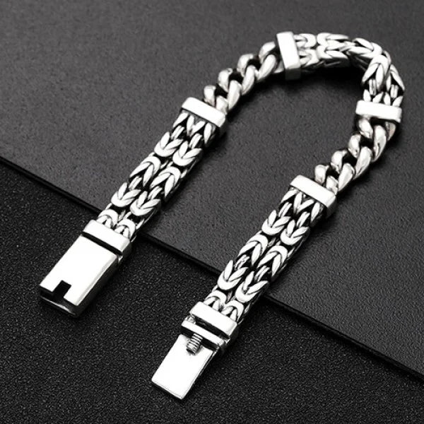 Sterling Silver Byzantine and Curb Chain Bracelet