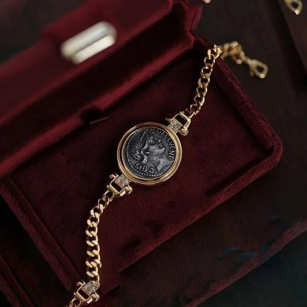 Sterling Silver Lucky Ancient Coin Bracelet