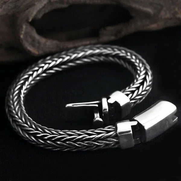 Sterling Silver Braided Chunky Chain Bracelet