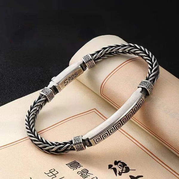 Sterling Silver Fingerprint Pattern Chain Bracelet