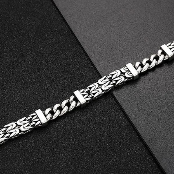 Sterling Silver Byzantine and Curb Chain Bracelet