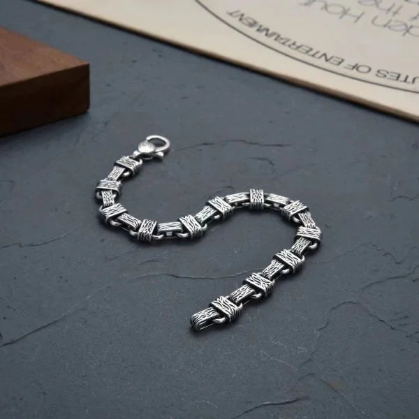 Sterling Silver Simplicity Seal Engraved Pattern Bracelet