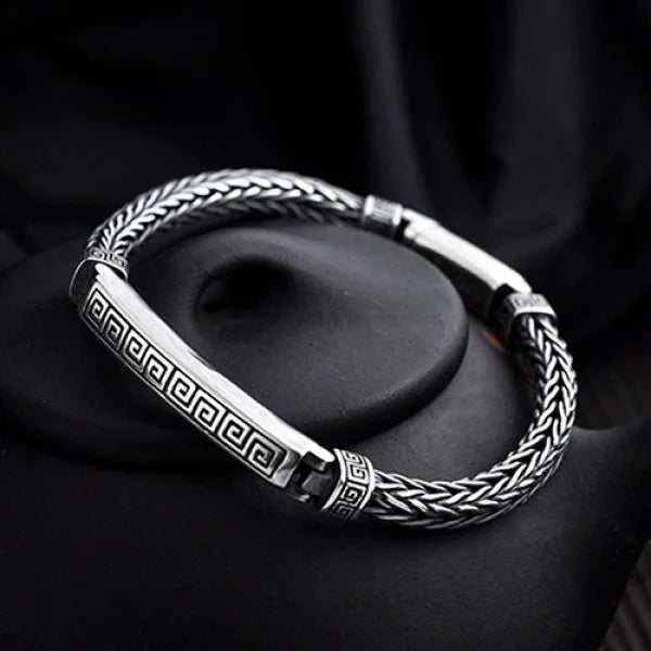 Sterling Silver Revolve Pattern Chain Bracelet