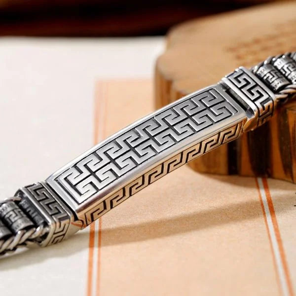 Sterling Silver Buddhist Totem Wheels Bracelet