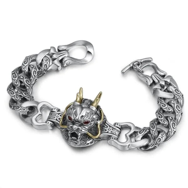 Sterling Silver Dragon Roar Nine Days Curb Chain Bracelet