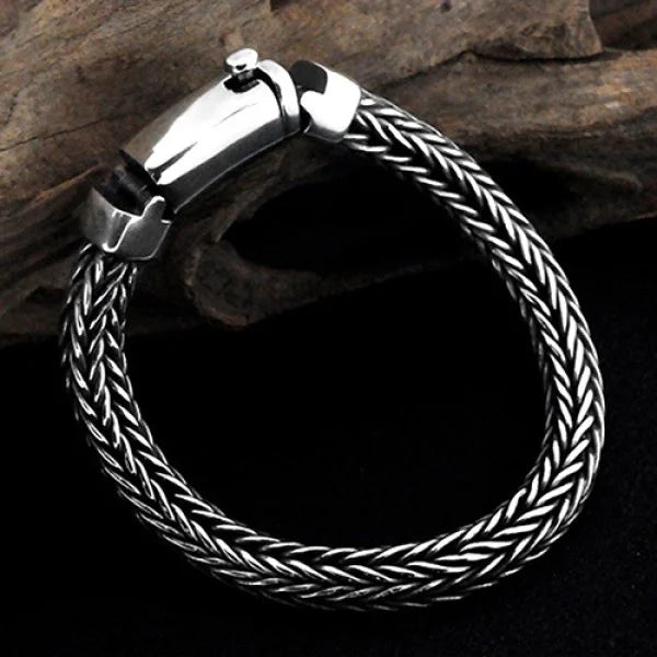 Sterling Silver Braided Chunky Chain Bracelet