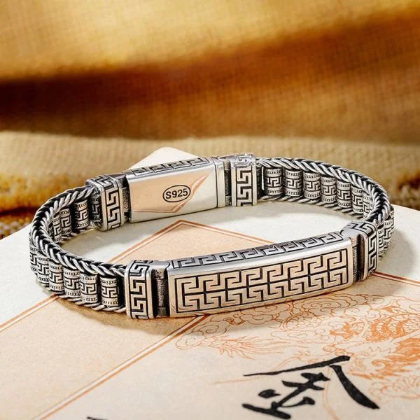 Sterling Silver Buddhist Totem Wheels Bracelet