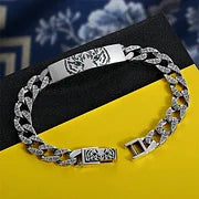 Sterling Silver Tiger Curb Chain Bracelet