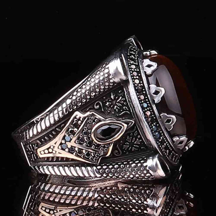 925 Sterling Silver Attractive Natural Tigers Eye Stone Mens Ring