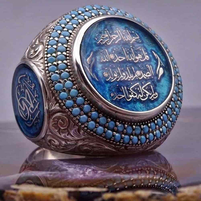 925 Sterling Silver Customizable Turquoise Stone Elegant Mens Ring