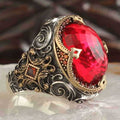925 Sterling Silver Elegant Ruby Stone Mens Ring