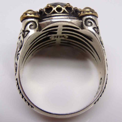 925 Sterling Silver Handmade Emerald Stone Ring for Men