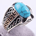 925 Sterling Silver Handsome Turquoise Stone Mens Ring