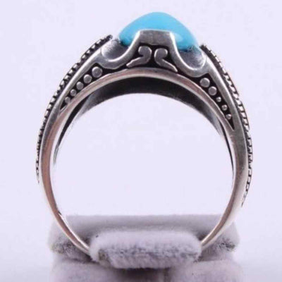 925 Sterling Silver Handsome Turquoise Stone Mens Ring