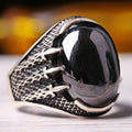 925 Sterling Silver Hooded Claw Onyx Stone Mens Ring