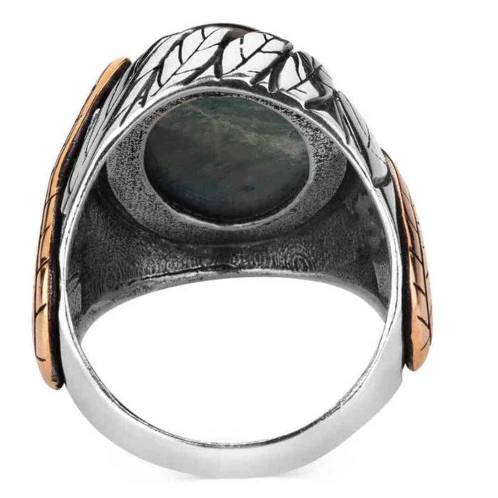 925 Sterling Silver Mens Ring with Natural Blue Tigers Eye Stone