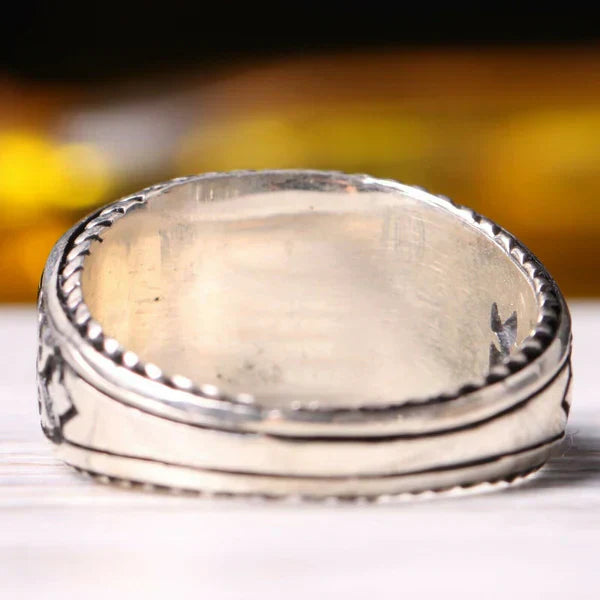 925 Sterling Silver Silver Luxury Onyx Stone Mens Ring