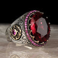 925 Sterling Silver Small Ruby Mens Ring