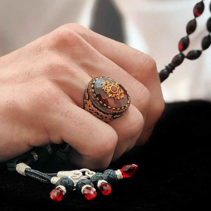 925 Sterling Silver Special Ruby Stone Luxury Mens Ring