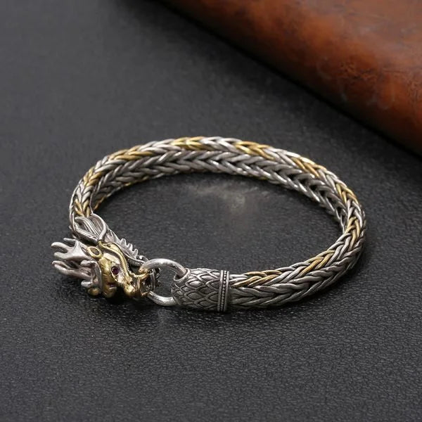 Sterling Silver Bully Woven Dragon Bracelet