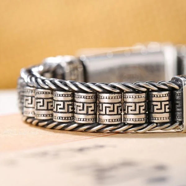 Sterling Silver Buddhist Totem Wheels Bracelet