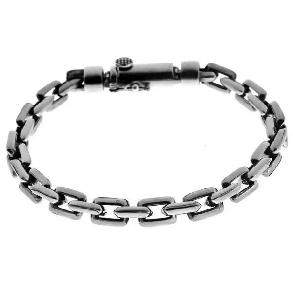 Sterling Silver Handmade Rectangle Link Chain Bracelet
