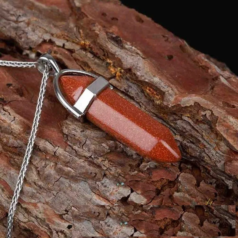 Brown Star Stone Pen Shape Gemstone Women Pendant