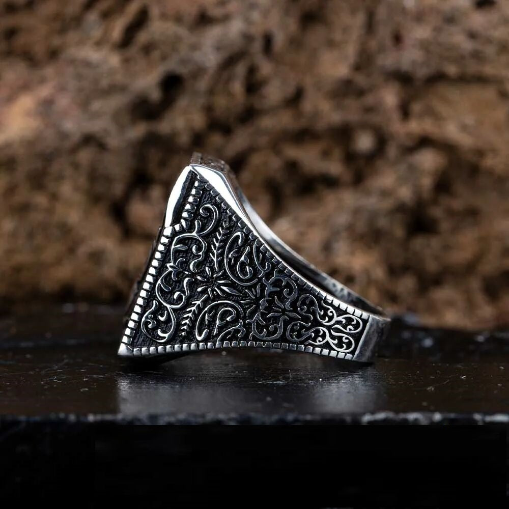 Stoneless Design Rectangle Silver Ring