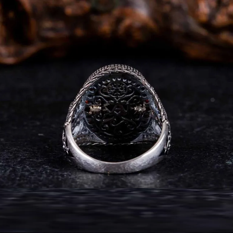 Brown Tiger’s Eye Zircon Detailed Ring With Snake Figure