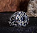 Round Blue Zircon Pieces Exclusive Silver Ring