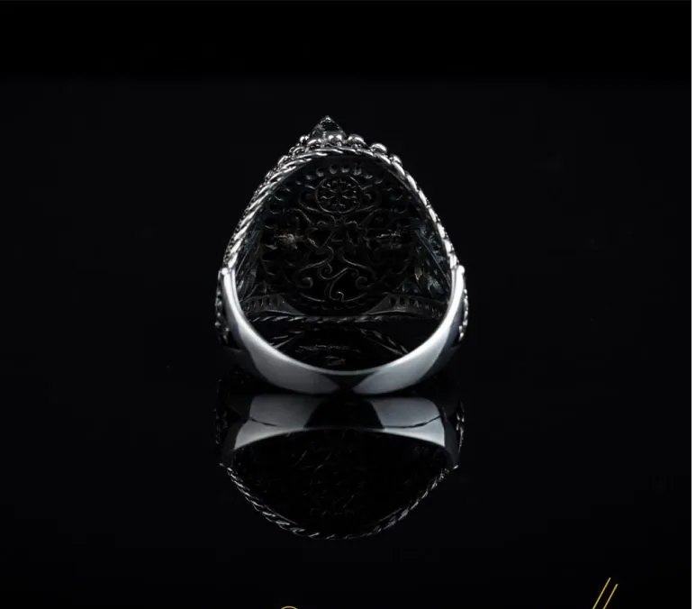 Warrior Helmet Black Zircon Pieces Exclusive Silver Ring