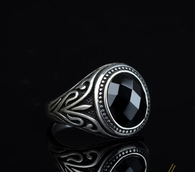 Round Black Zircon Pinky Ring