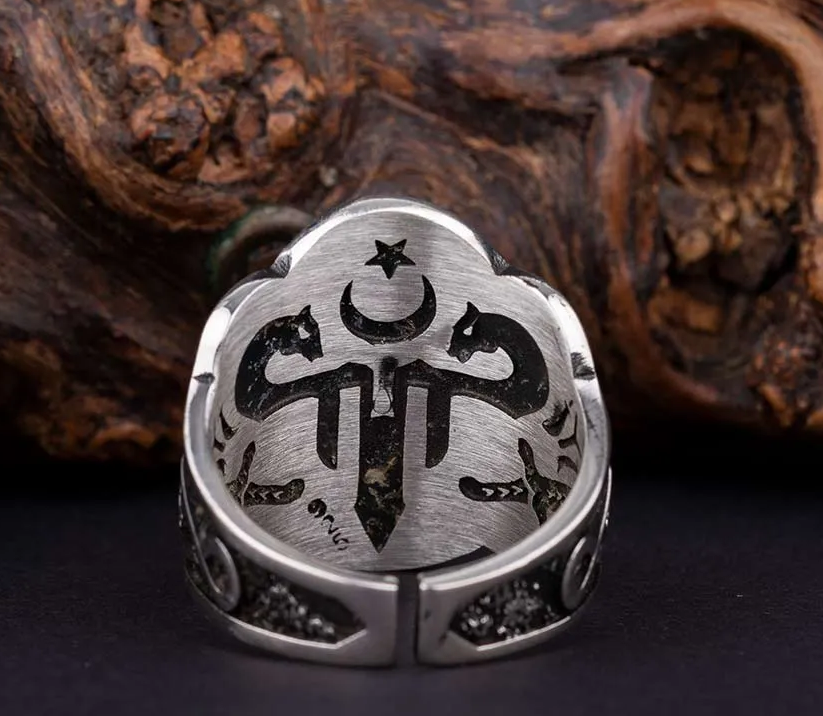 Adjustable Silver Thumb Ring With Anchor Figure