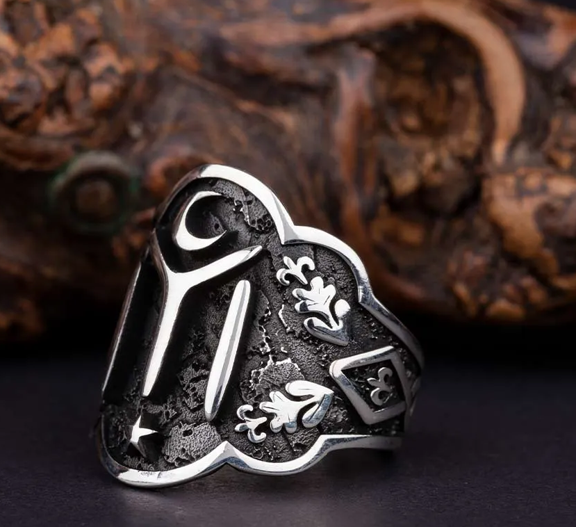 Adjustable Silver Thumb Ring With Kayi Tribe