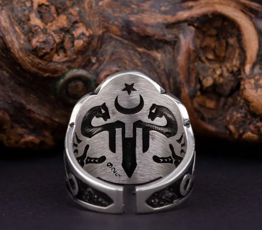 Adjustable Silver Thumb Ring With Kayi Tribe