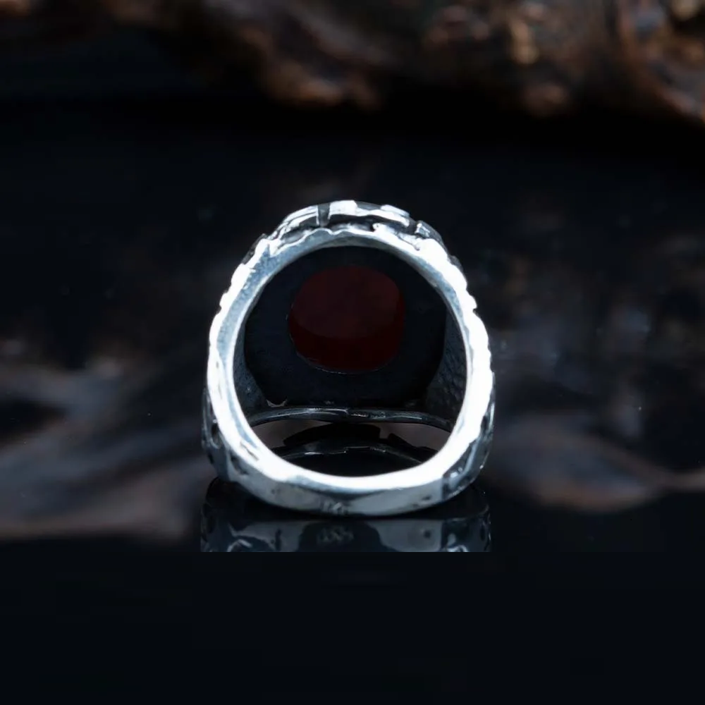 Allahu La ilaha illa Huwal Hayyul Qayyum Red Yemeni Aqeeq Ring