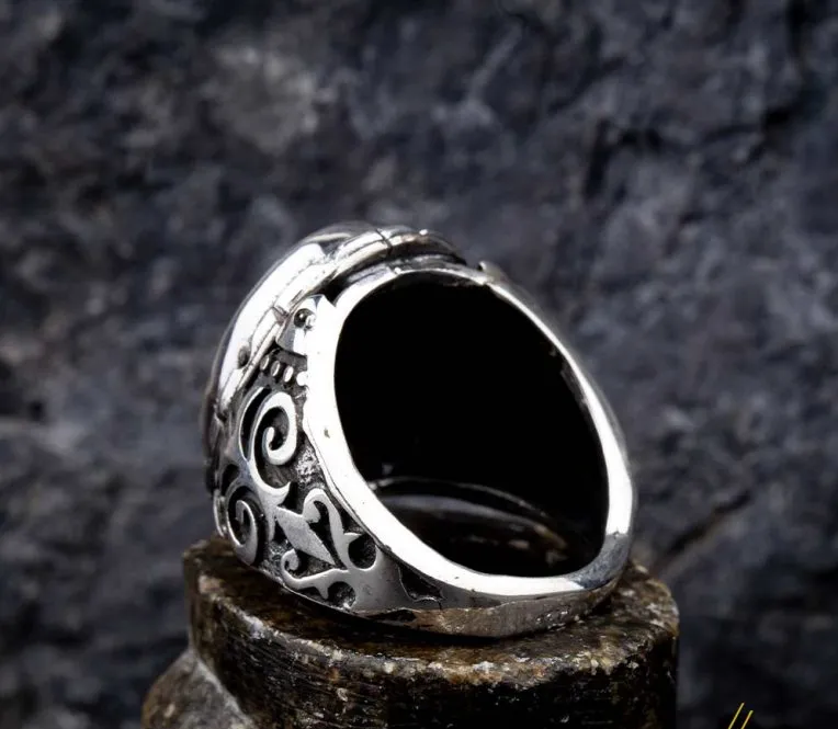 Allahumma Salli `Alaa Sayyidinaa Muhammadini Salawat Black Aqeeq Ring