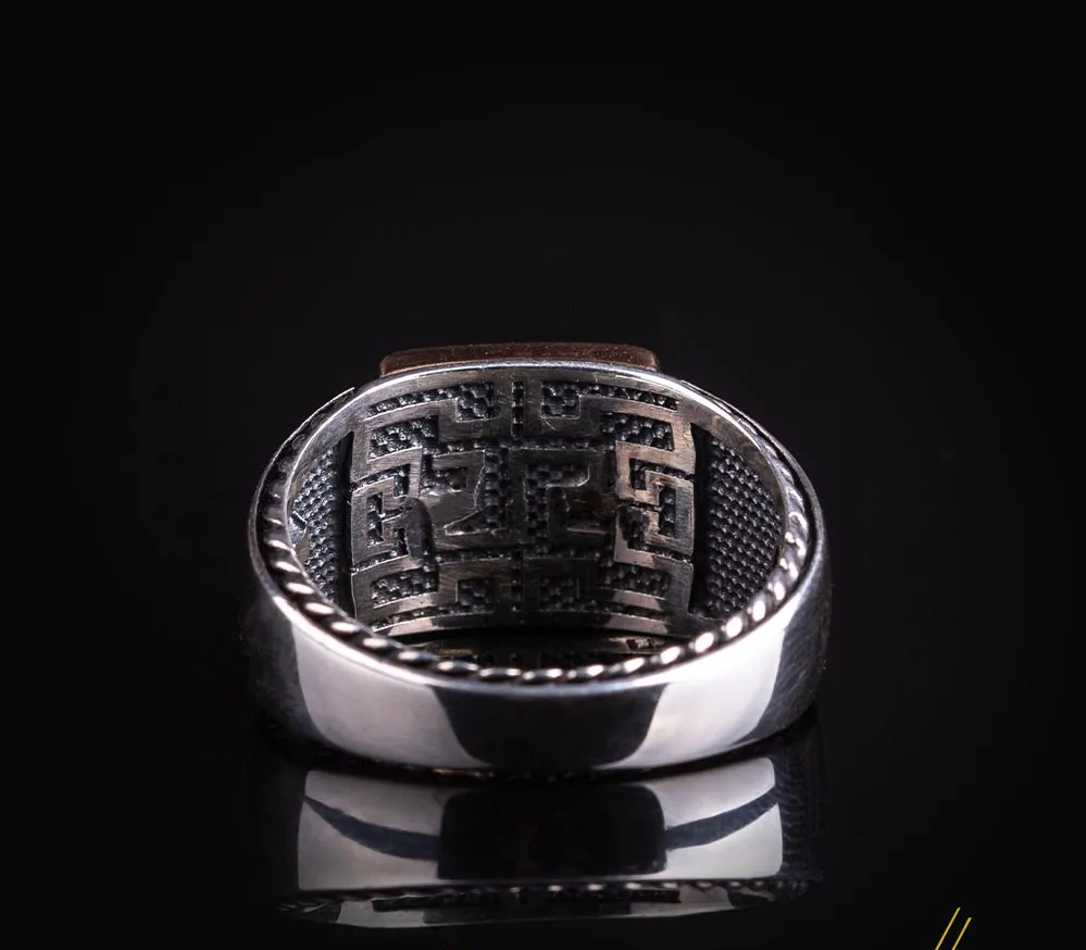 Crescent Star Red Enamel Silver Ring