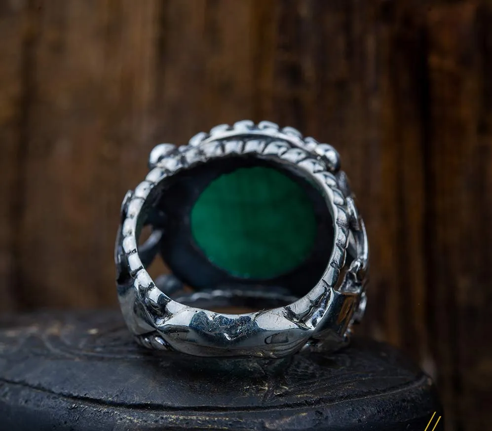 Basmala Green Aqeeq Islamic Ring