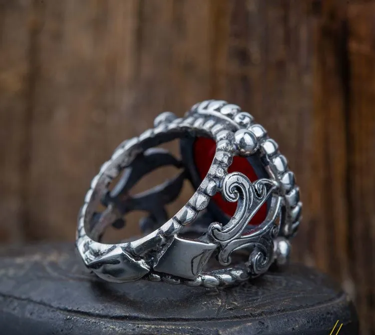 Basmala Red Yemeni Aqeeq Islamic Ring – BismillahiRahmaniRahim