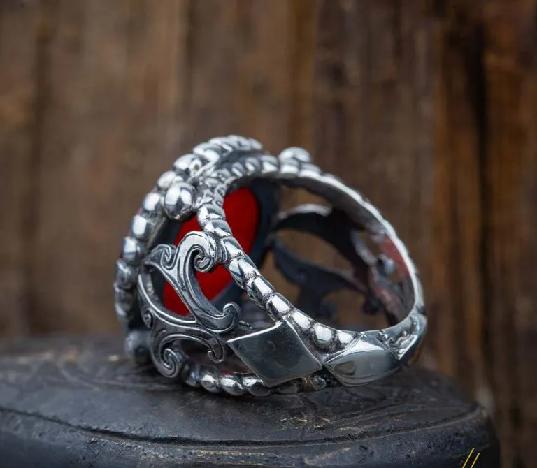 Basmala Red Yemeni Aqeeq Islamic Ring – BismillahiRahmaniRahim
