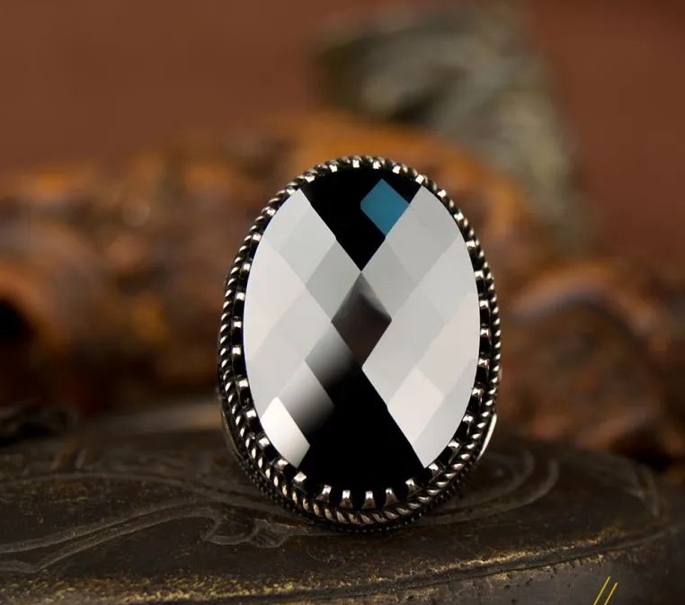 Big Oval Faceted Cut Zircon Ring