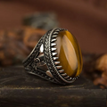 Big Oval Tiger’s Eye Silver Ring